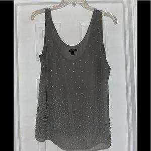 Ann Taylor Gray Beaded Shell